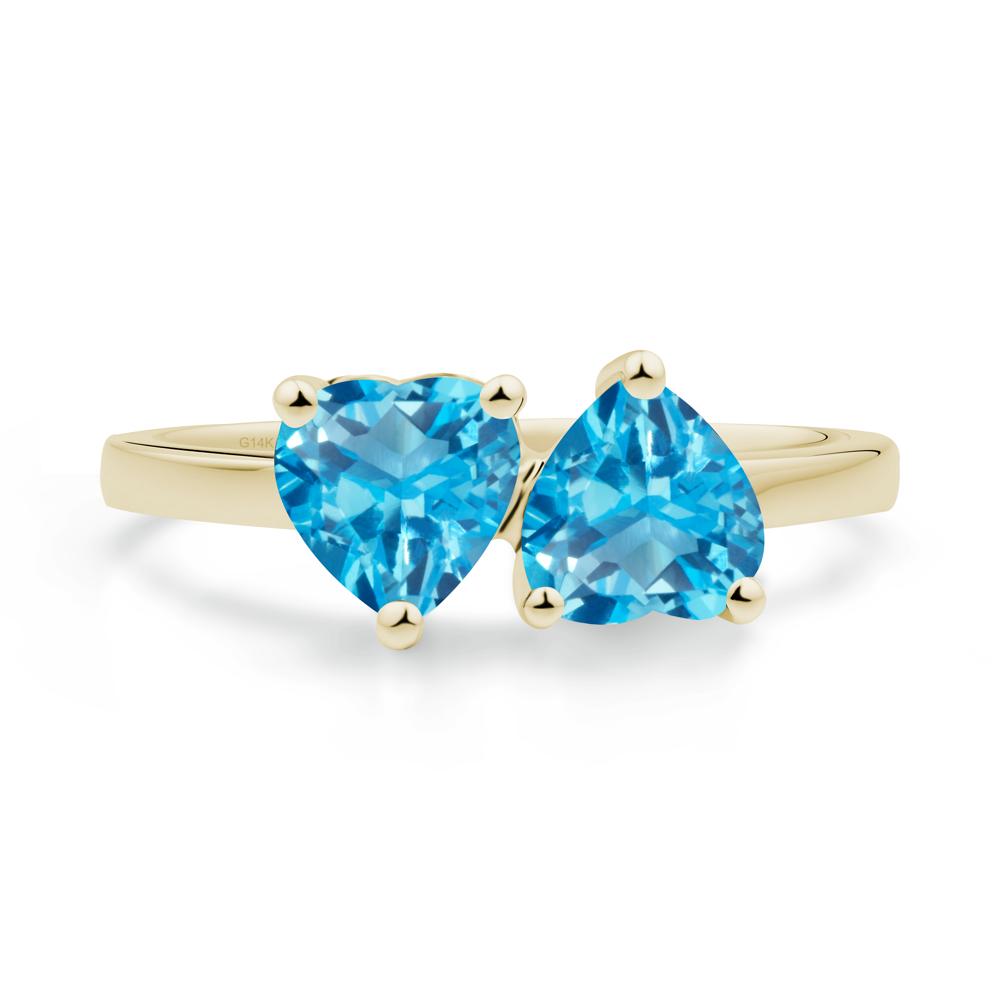 Heart Shape Swiss Blue Topaz Toi Et Moi Ring - LUO Jewelry #metal_14k yellow gold
