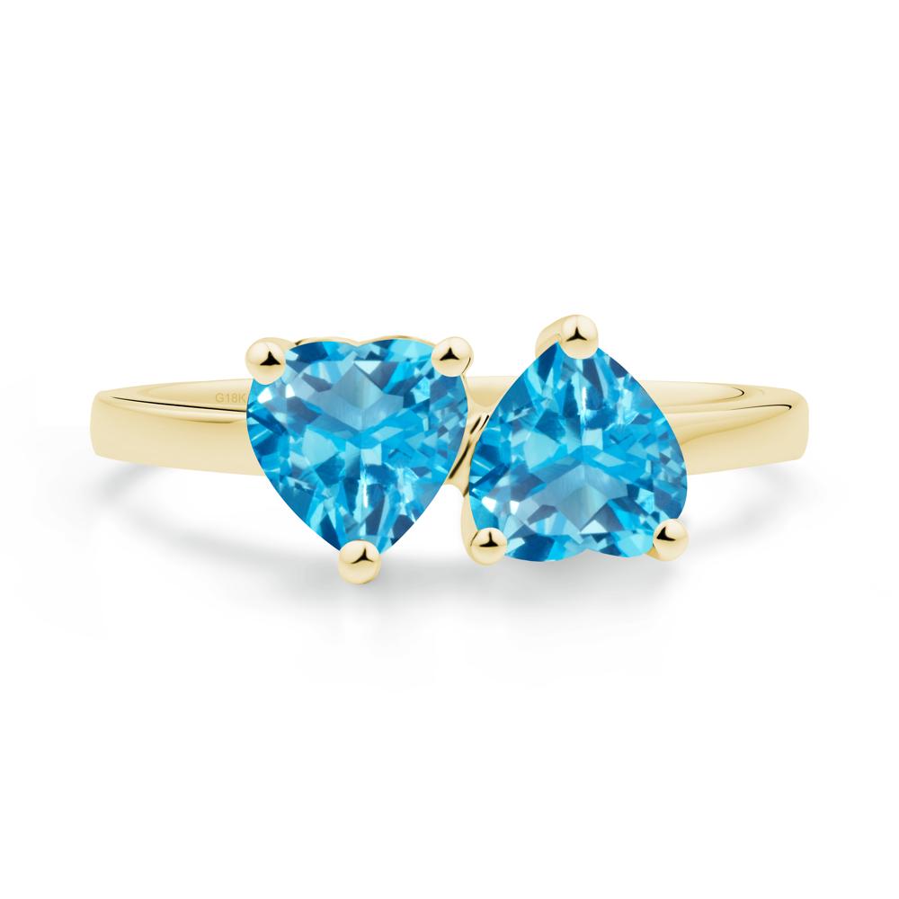 Heart Shape Swiss Blue Topaz Toi Et Moi Ring - LUO Jewelry #metal_18k yellow gold
