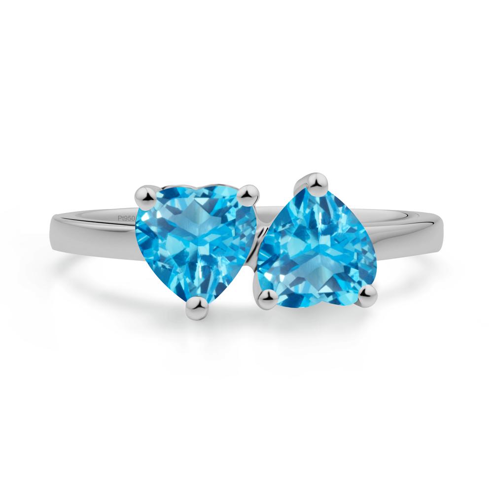 Heart Shape Swiss Blue Topaz Toi Et Moi Ring - LUO Jewelry #metal_platinum