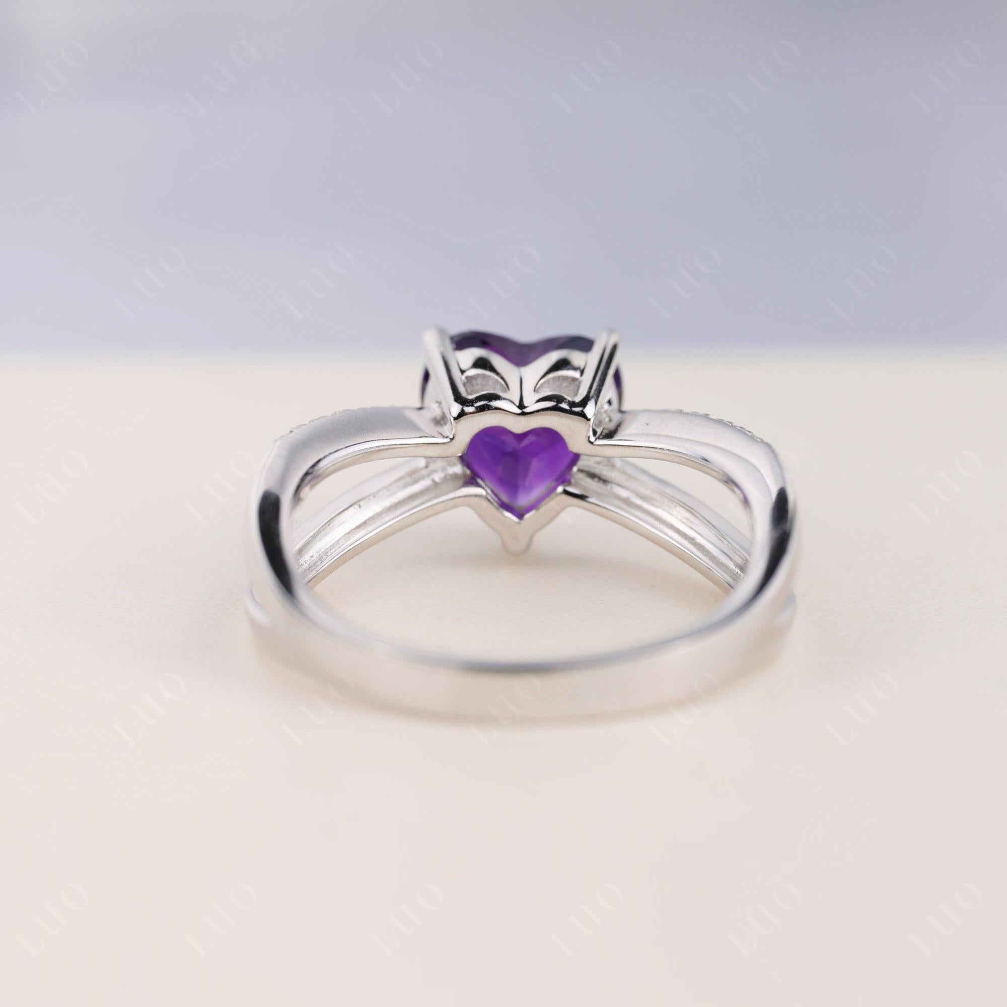 Amethyst Split Band Ring - LUO Jewelry