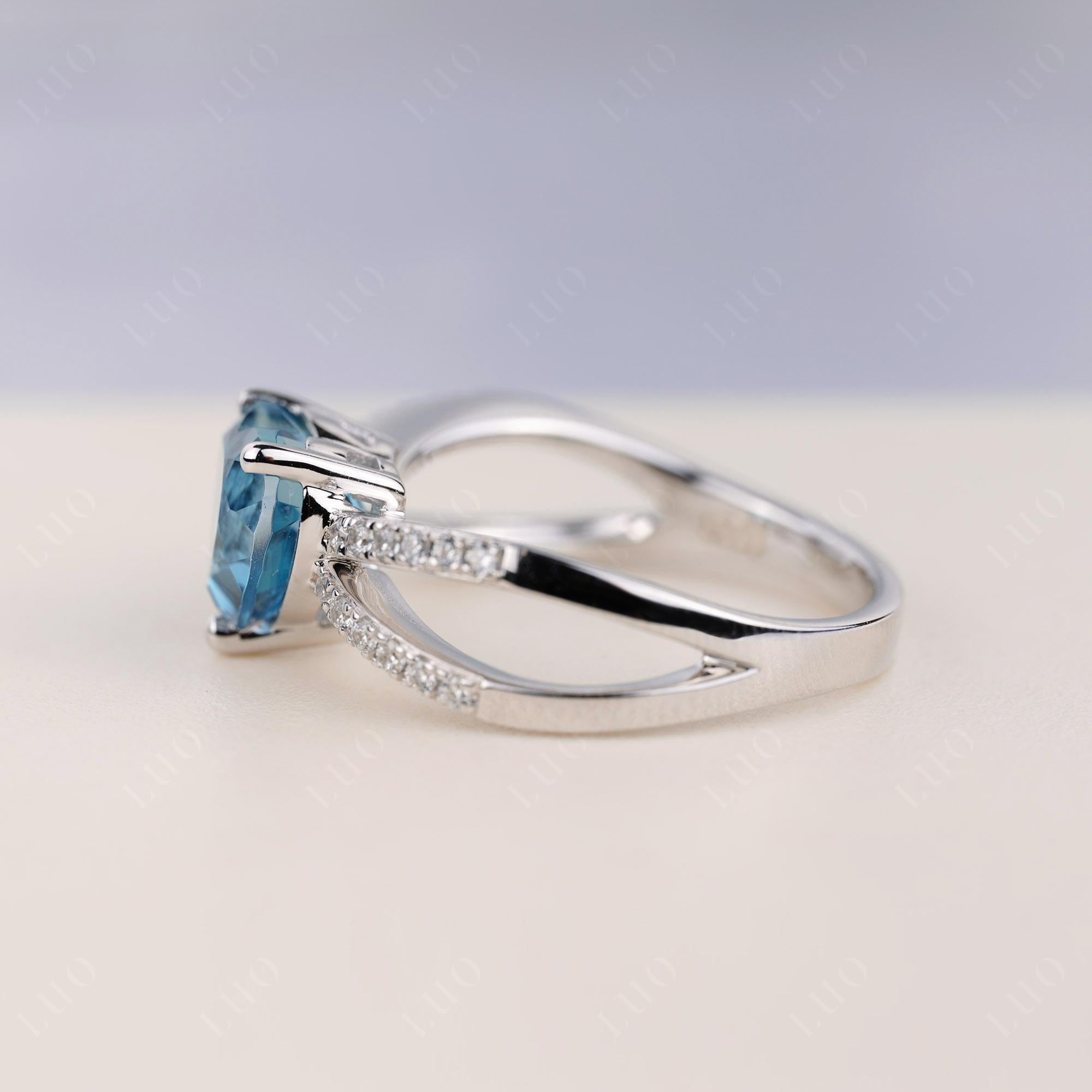 London Blue Topaz Split Band Ring - LUO Jewelry