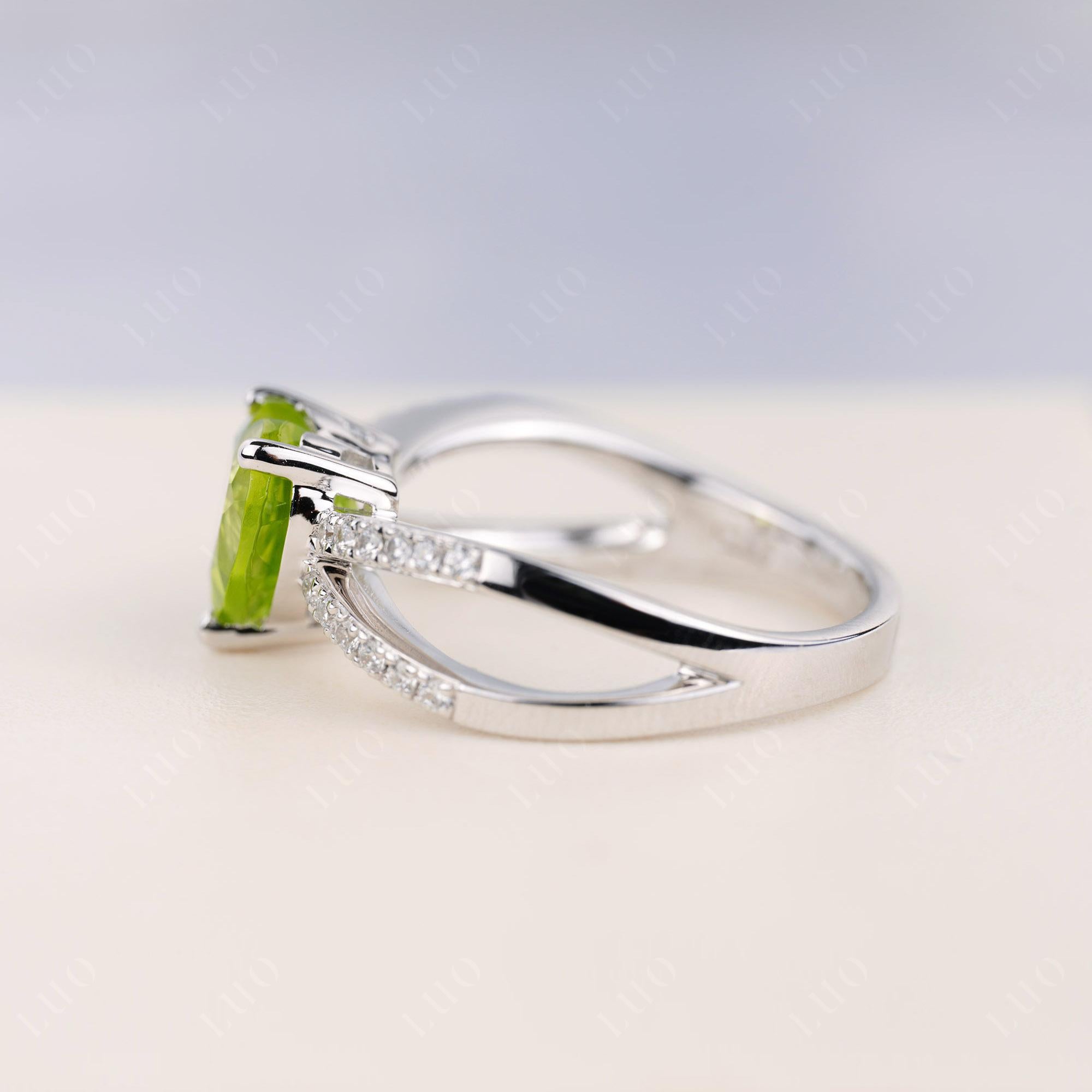 Heart Shaped Peridot Ring Split Shank - LUO Jewelry