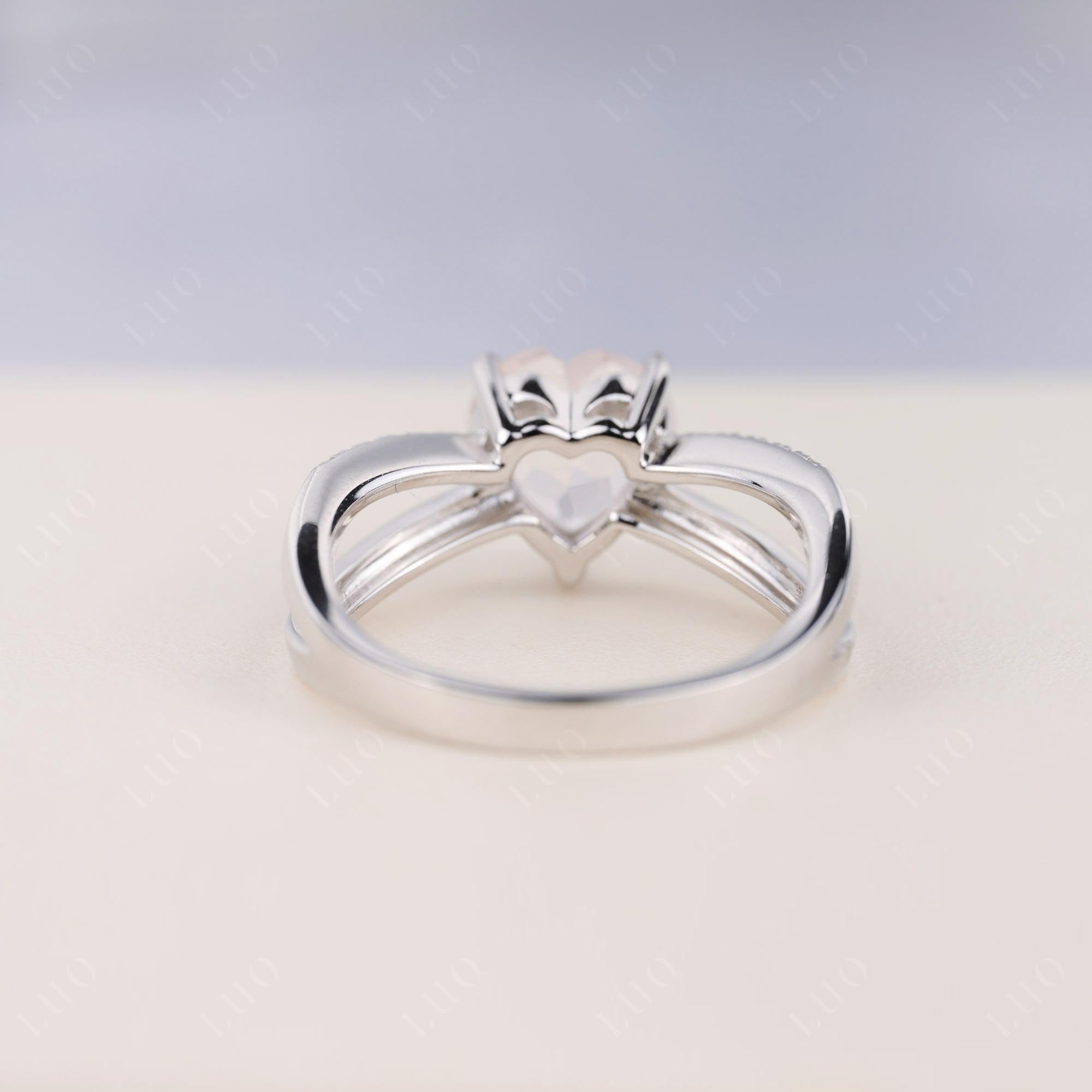 Heart Shaped Rose Quartz Ring Split Shank - LUO Jewelry