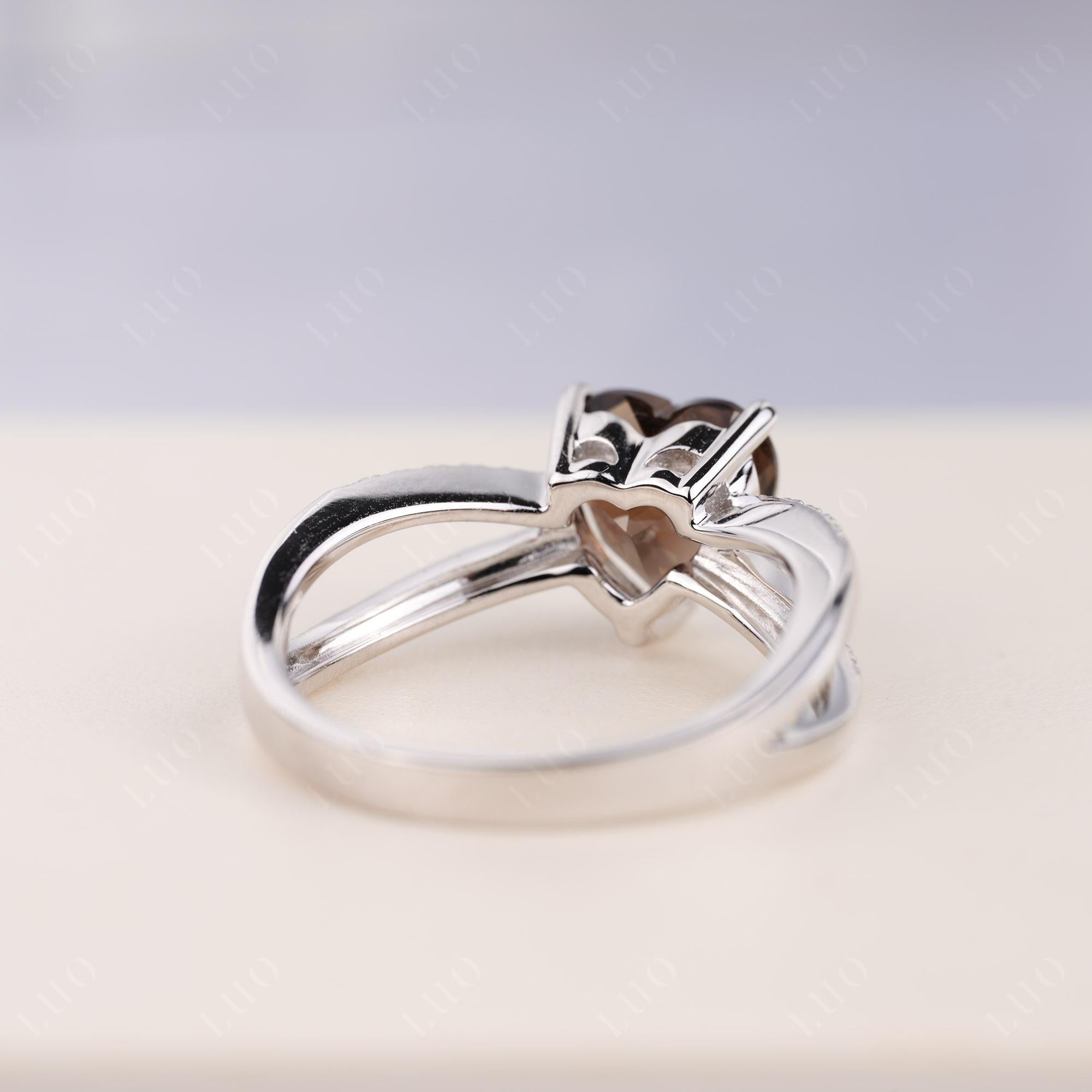 Heart Shaped Smoky Quartz Ring Split Shank - LUO Jewelry