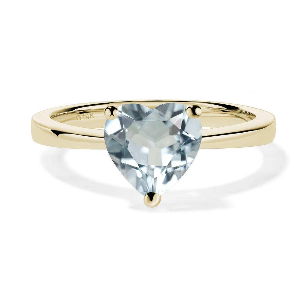 Aquamarine Heart Shaped Solitaire Ring - LUO Jewelry #metal_14k yellow gold