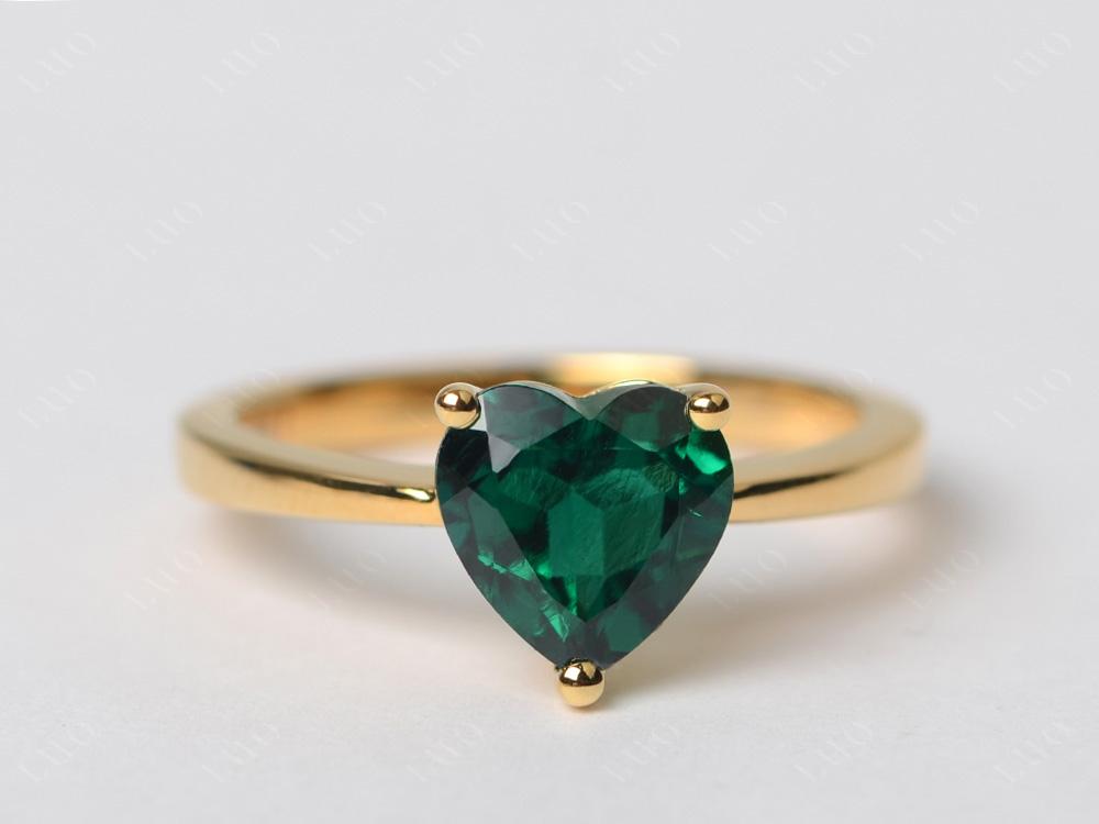 Emerald Heart Shaped Solitaire Ring - LUO Jewelry