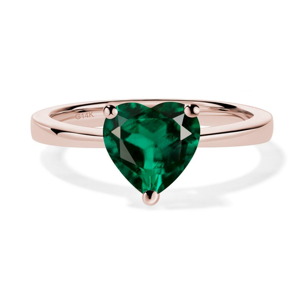 Emerald Heart Shaped Solitaire Ring - LUO Jewelry #metal_14k rose gold