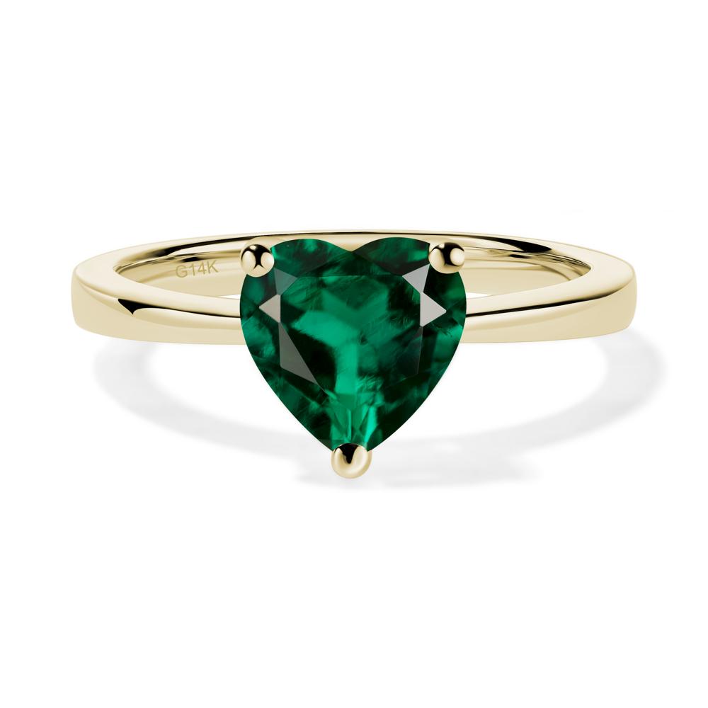 Emerald Heart Shaped Solitaire Ring - LUO Jewelry #metal_14k yellow gold