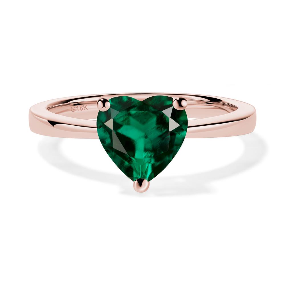 Emerald Heart Shaped Solitaire Ring - LUO Jewelry #metal_18k rose gold