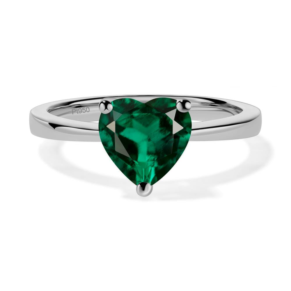 Emerald Heart Shaped Solitaire Ring - LUO Jewelry #metal_platinum