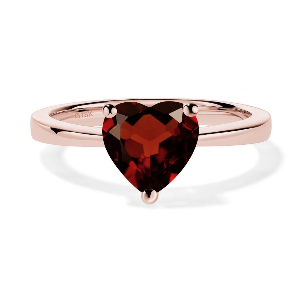 Heart Shaped Garnet Solitaire Ring - LUO Jewelry #metal_18k rose gold