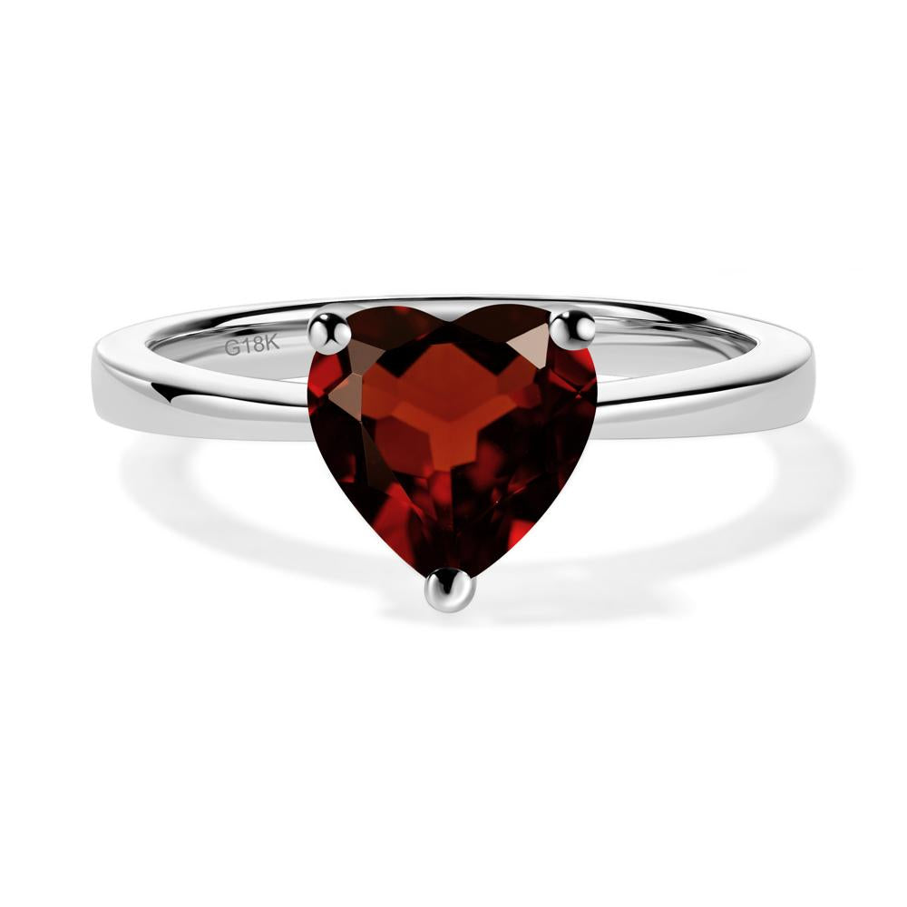 Heart Shaped Garnet Solitaire Ring - LUO Jewelry #metal_18k white gold