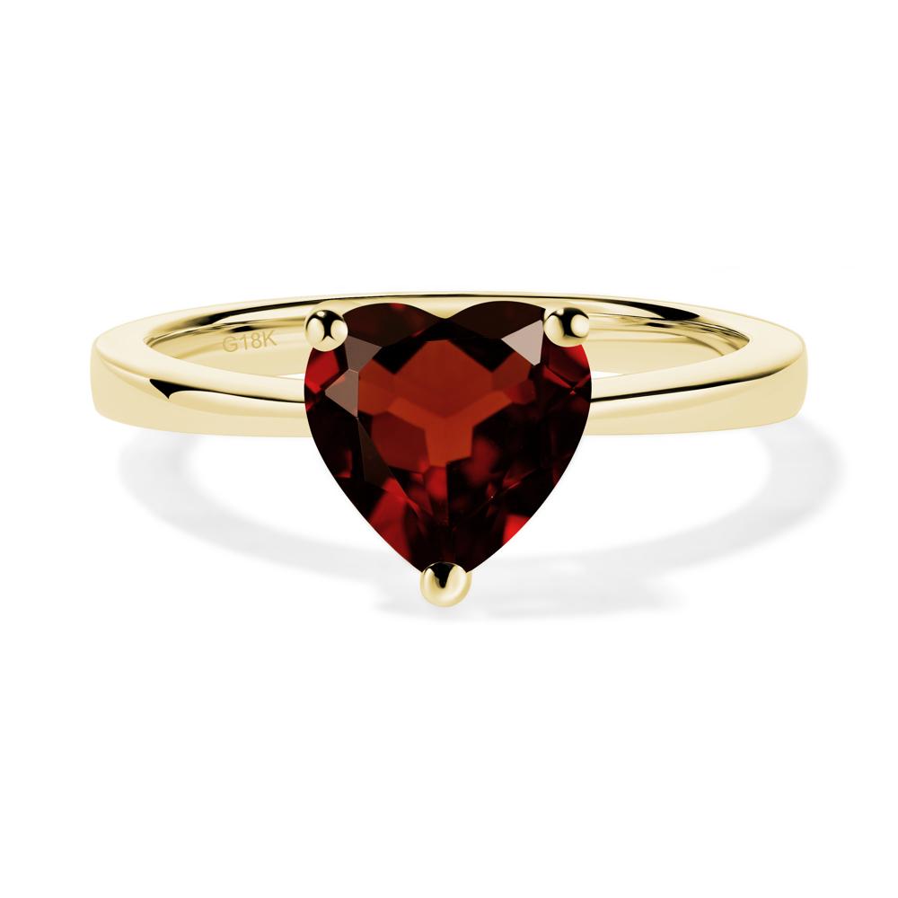 Heart Shaped Garnet Solitaire Ring - LUO Jewelry #metal_18k yellow gold