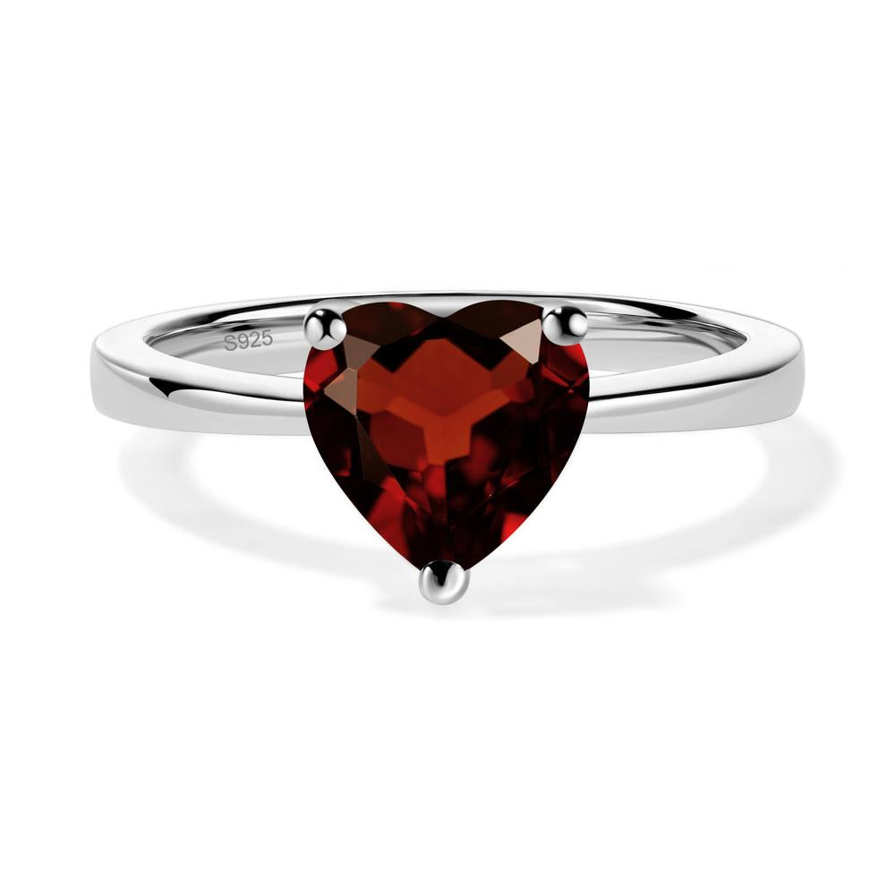 Heart Shaped Garnet Solitaire Ring - LUO Jewelry #metal_sterling silver