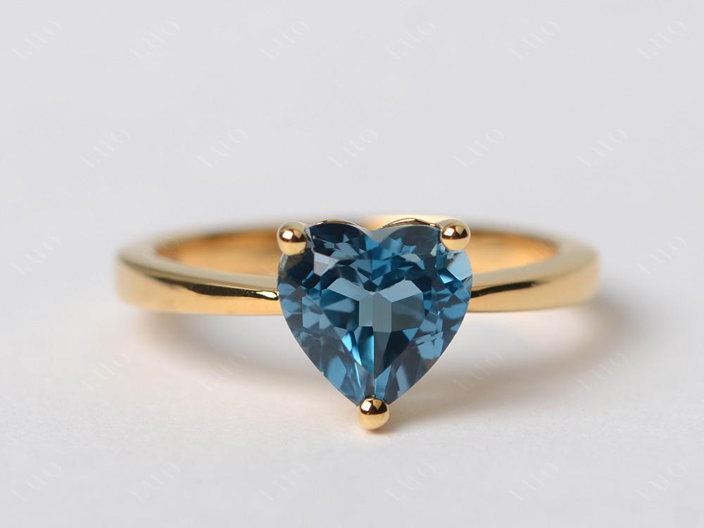London Blue Topaz Heart Shaped Solitaire Ring - LUO Jewelry