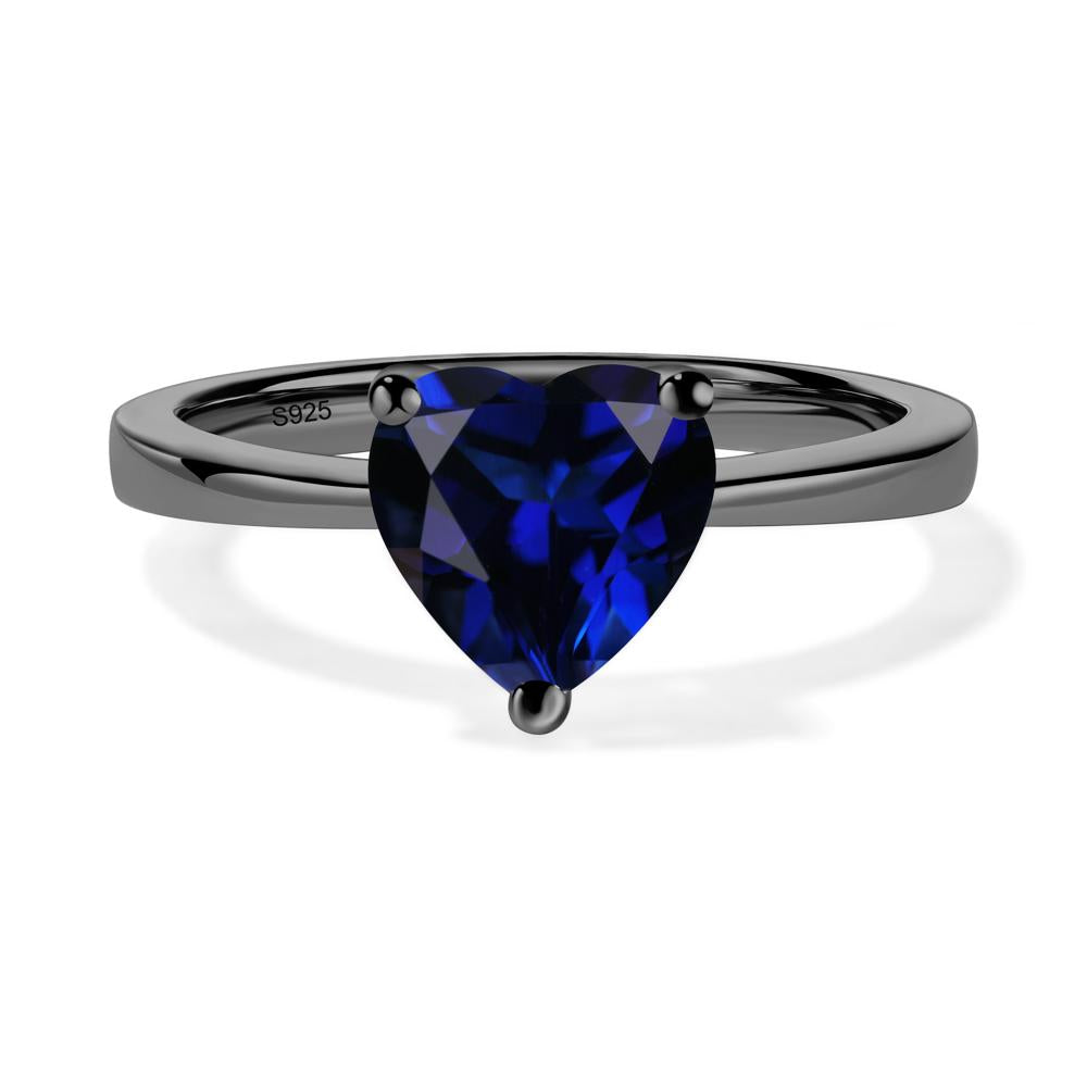 Heart Cut Sapphire Ring - LUO Jewelry #metal_black finish sterling silver