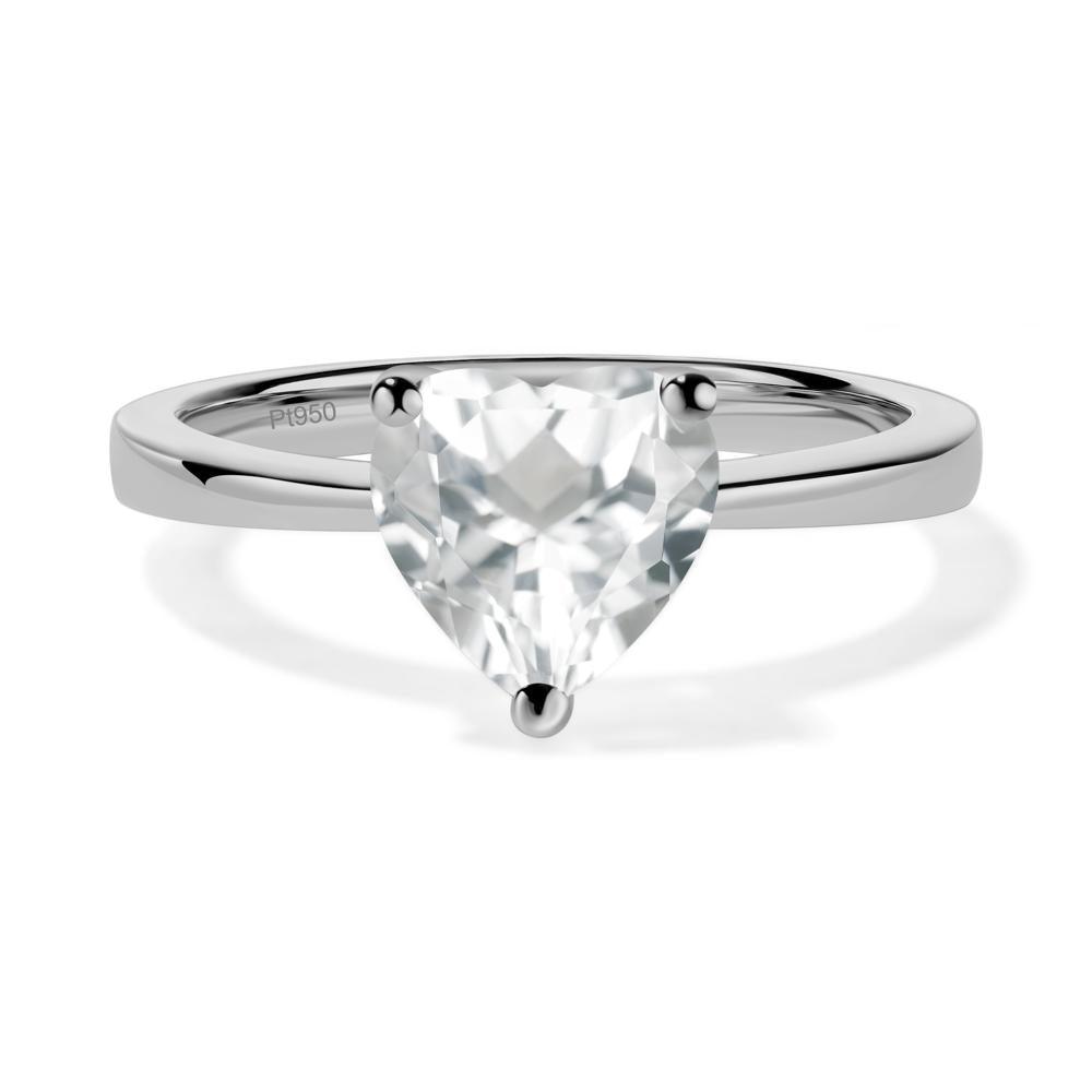 Heart Shaped White Topaz Solitaire Ring - LUO Jewelry #metal_platinum