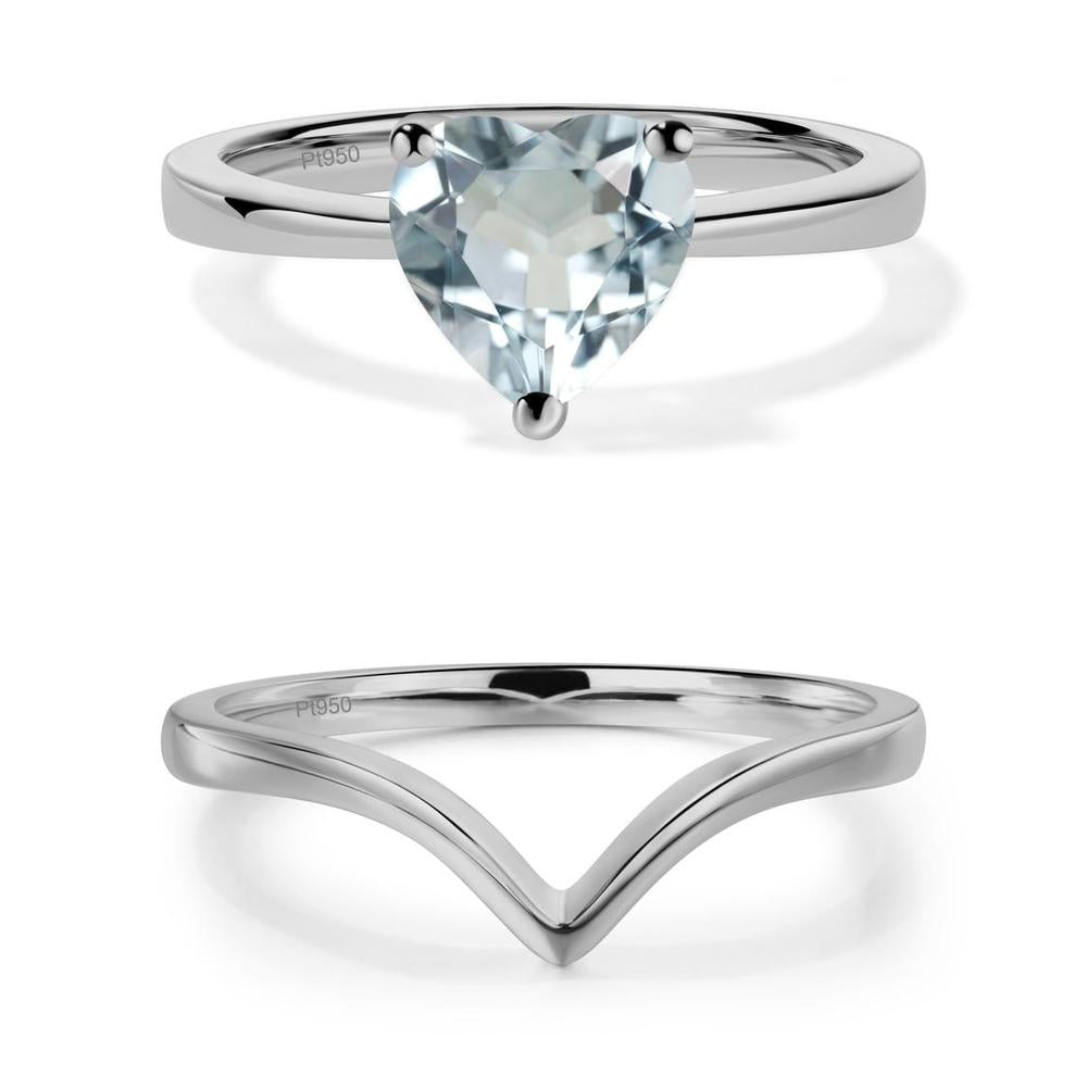 Aquamarine Heart Shaped Solitaire Ring - LUO Jewelry #metal_xxxxx