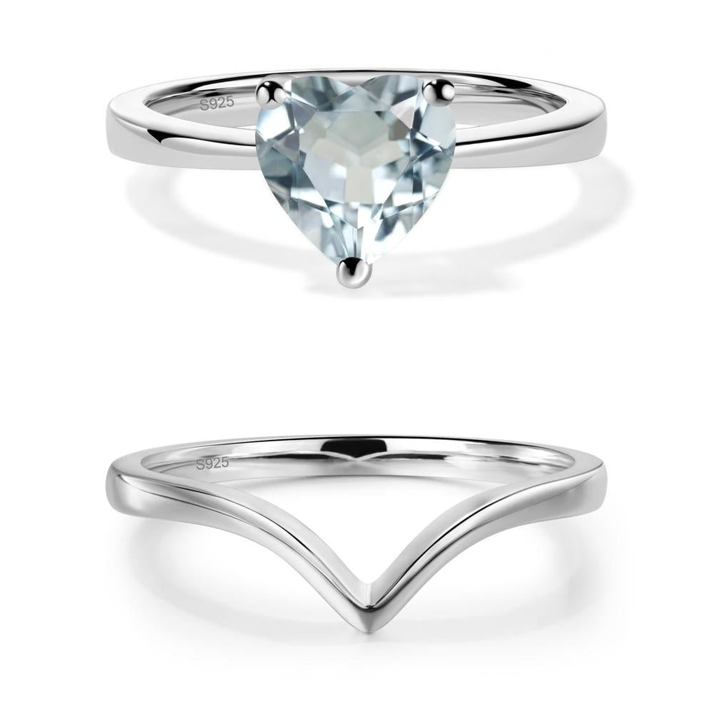 Aquamarine Heart Shaped Solitaire Ring - LUO Jewelry #metal_xxxxx