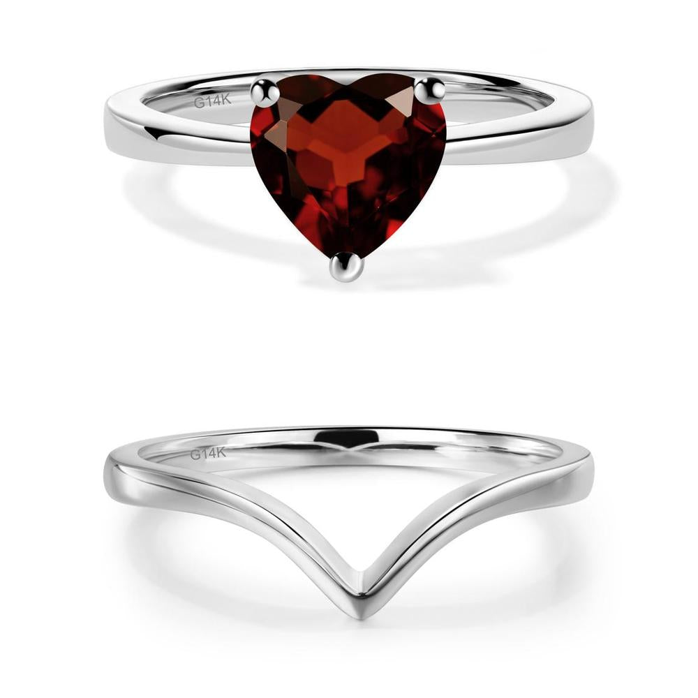 Heart Shaped Garnet Solitaire Ring - LUO Jewelry #metal_xxxxx