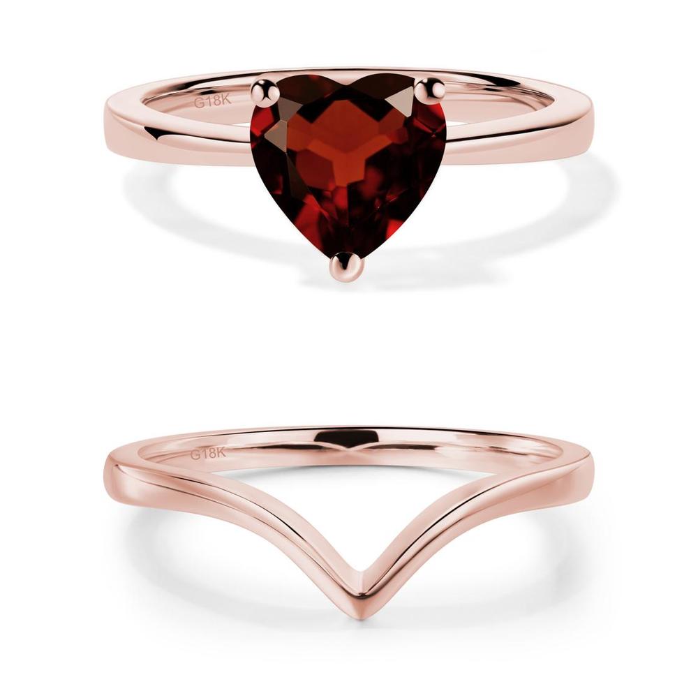 Heart Shaped Garnet Solitaire Ring - LUO Jewelry #metal_xxxxx
