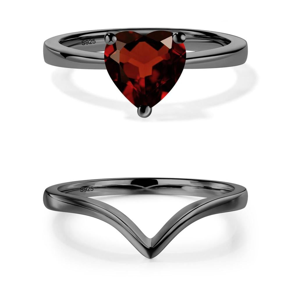 Heart Shaped Garnet Solitaire Ring - LUO Jewelry #metal_xxxxx