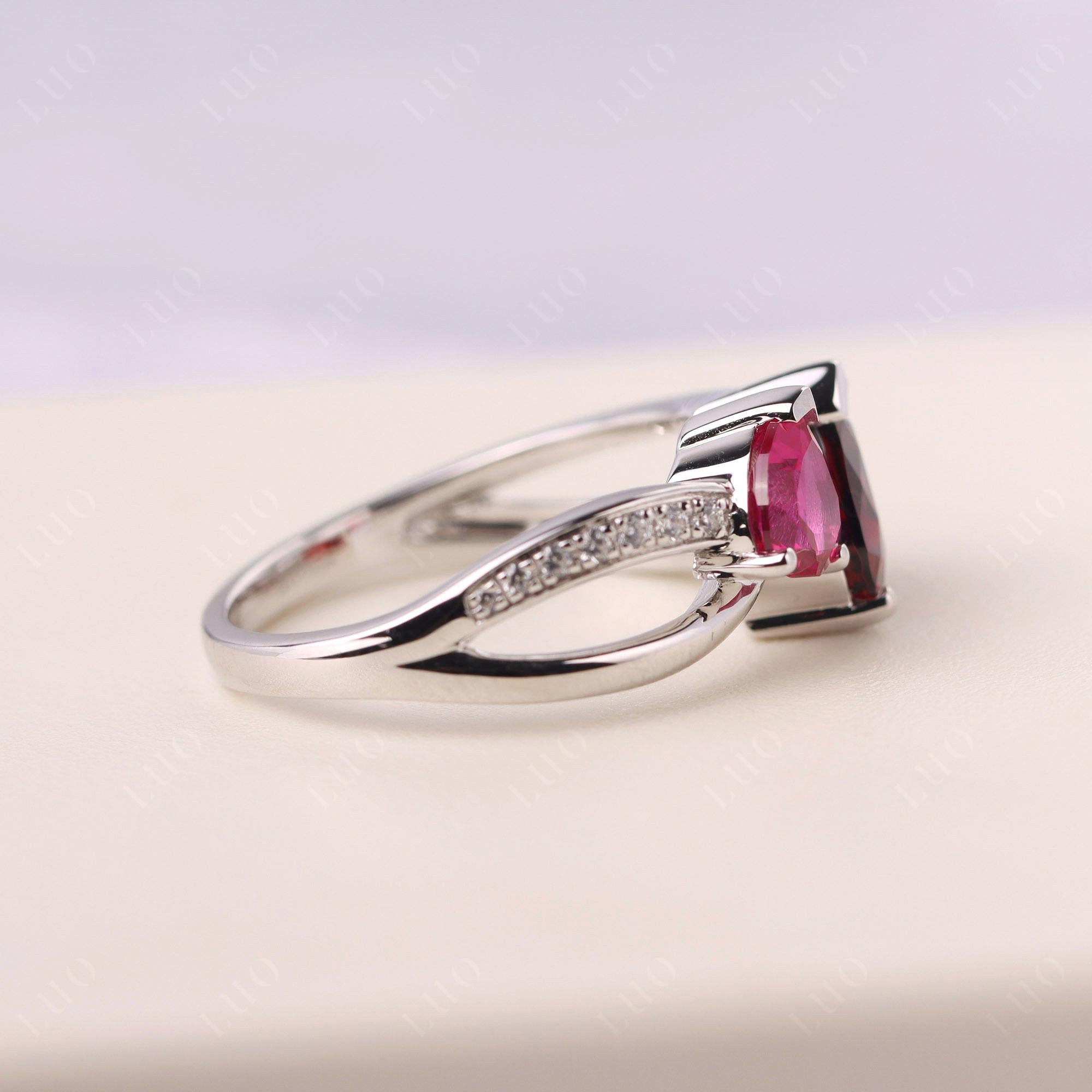 Garnet and Ruby Two Heart Ring - LUO Jewelry