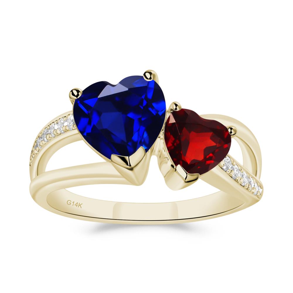 Garnet and Sapphire Heart Toi Et Moi Ring LUO - Main Image