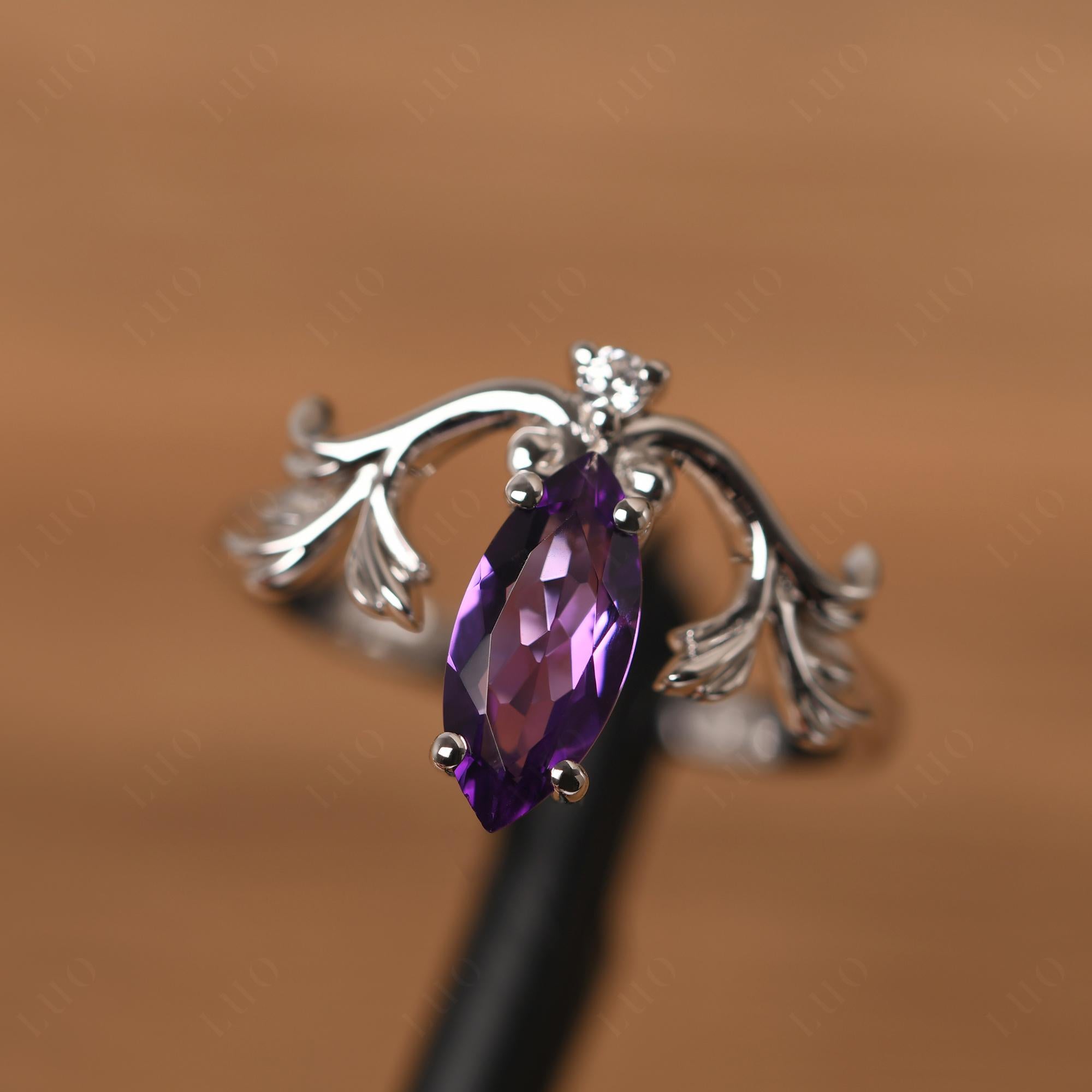 Baroque Marquise Cut Amethyst Ring - LUO Jewelry