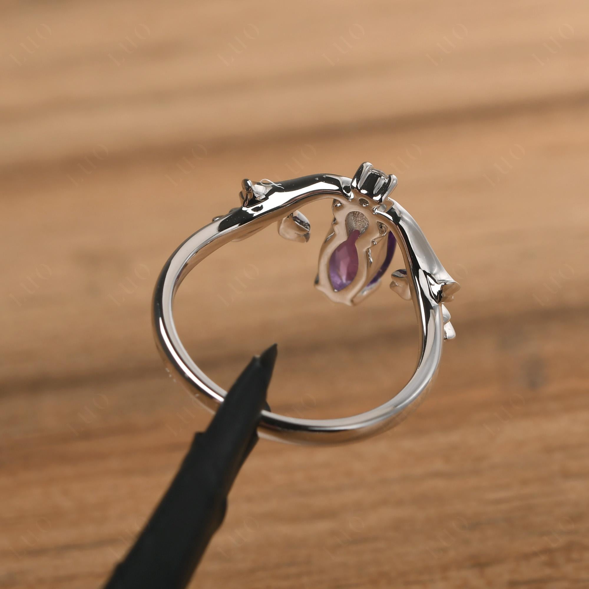 Baroque Marquise Cut Amethyst Ring - LUO Jewelry