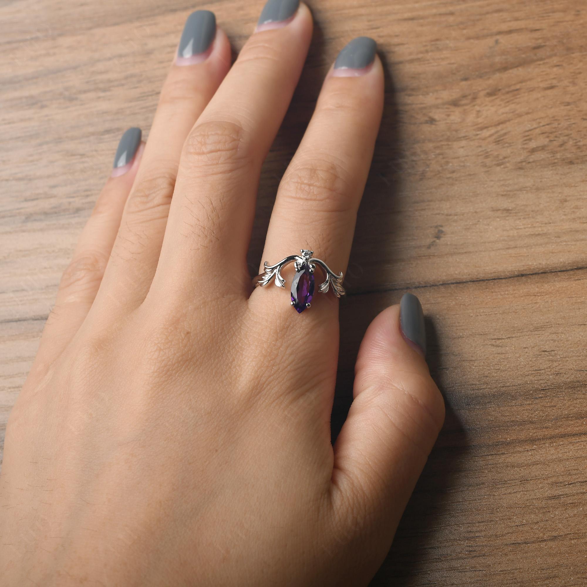 Baroque Marquise Cut Amethyst Ring - LUO Jewelry