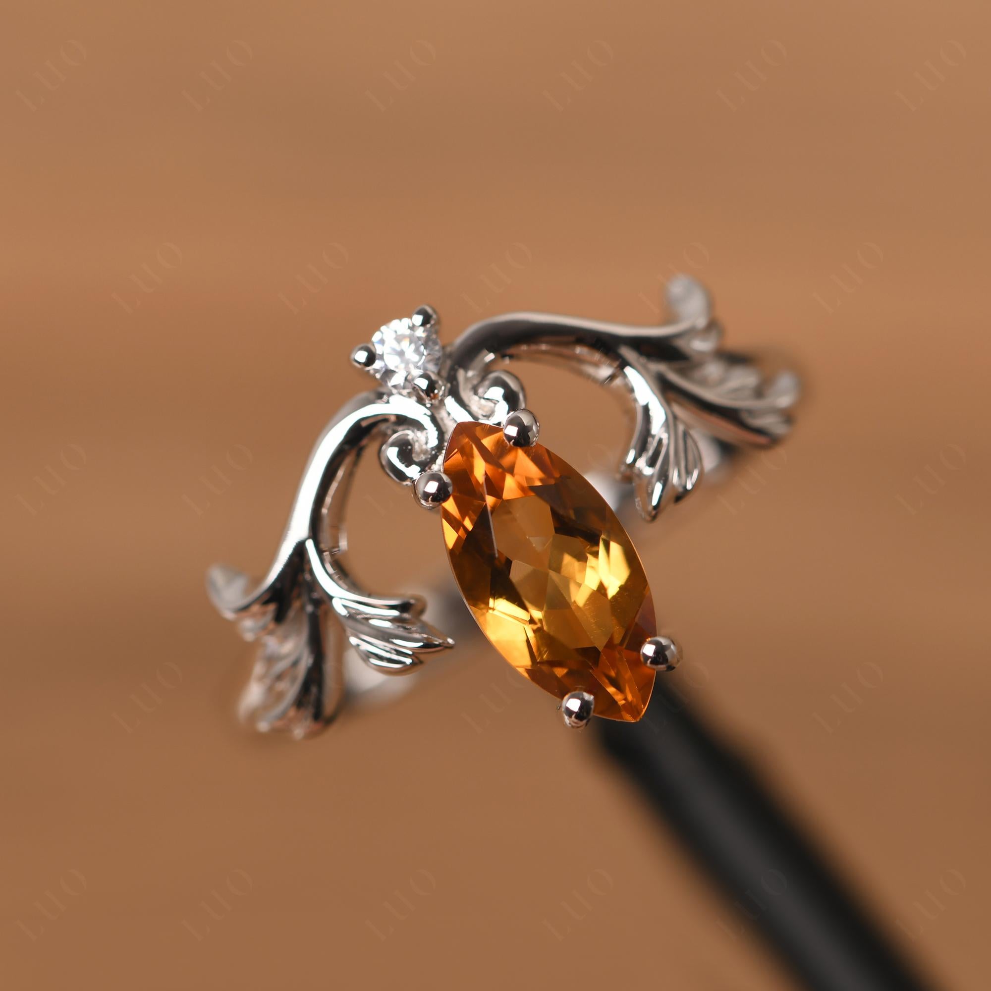 Baroque Marquise Cut Citrine Ring - LUO Jewelry