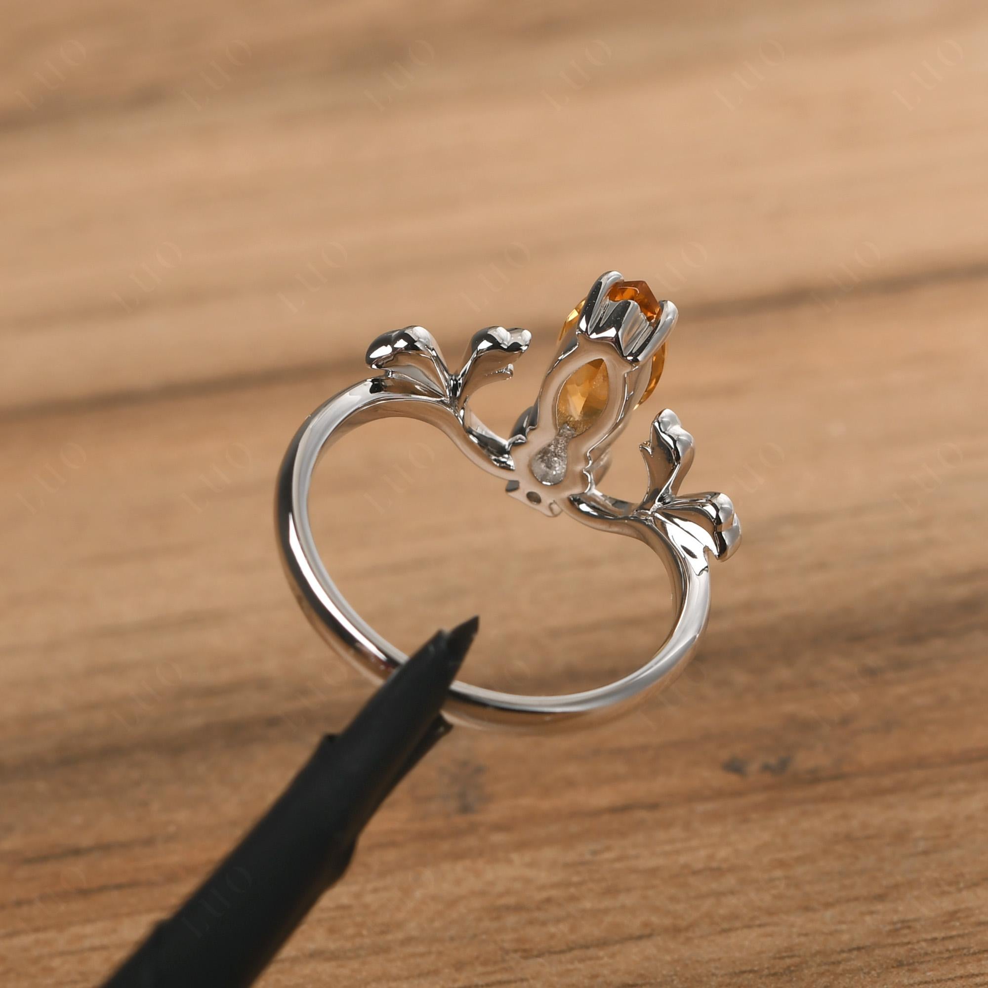 Baroque Marquise Cut Citrine Ring - LUO Jewelry