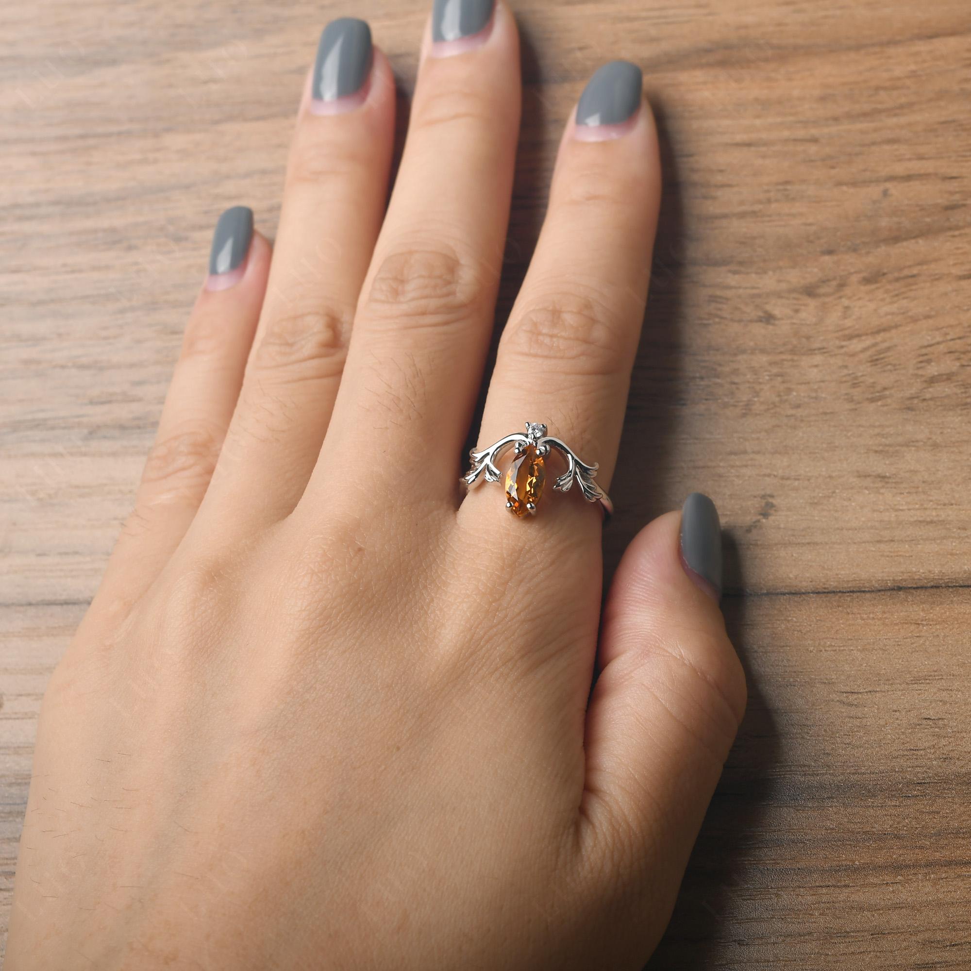 Baroque Marquise Cut Citrine Ring - LUO Jewelry