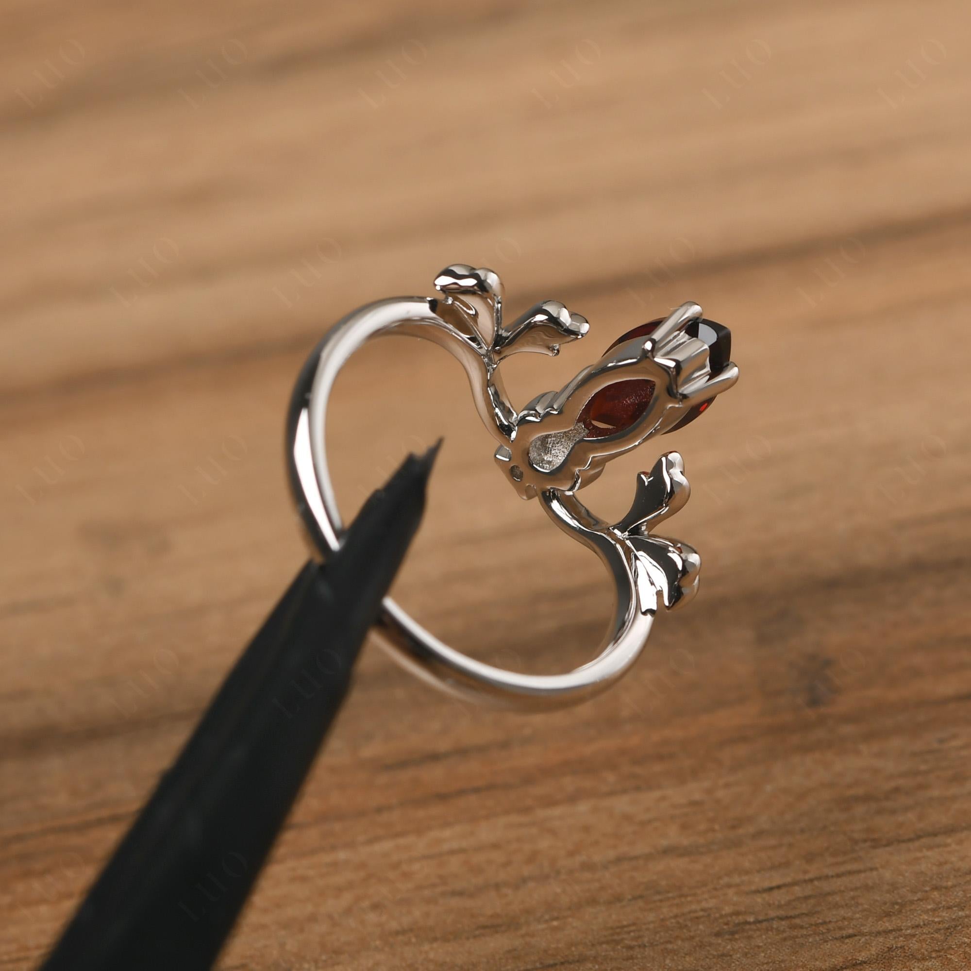 Baroque Marquise Cut Garnet Ring - LUO Jewelry