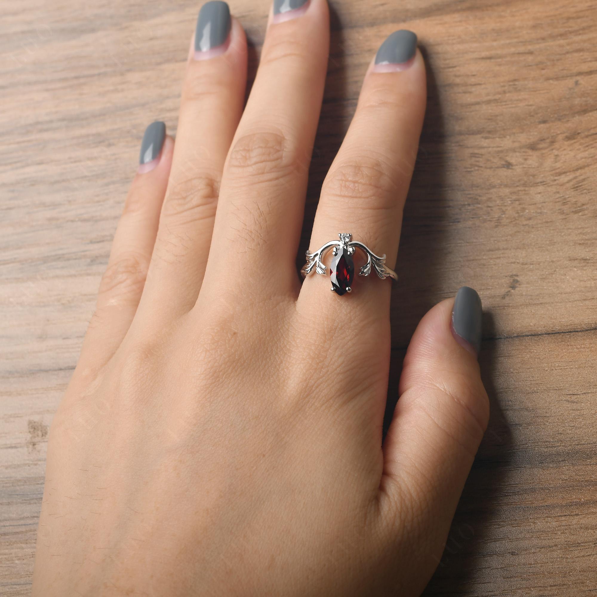 Baroque Marquise Cut Garnet Ring - LUO Jewelry