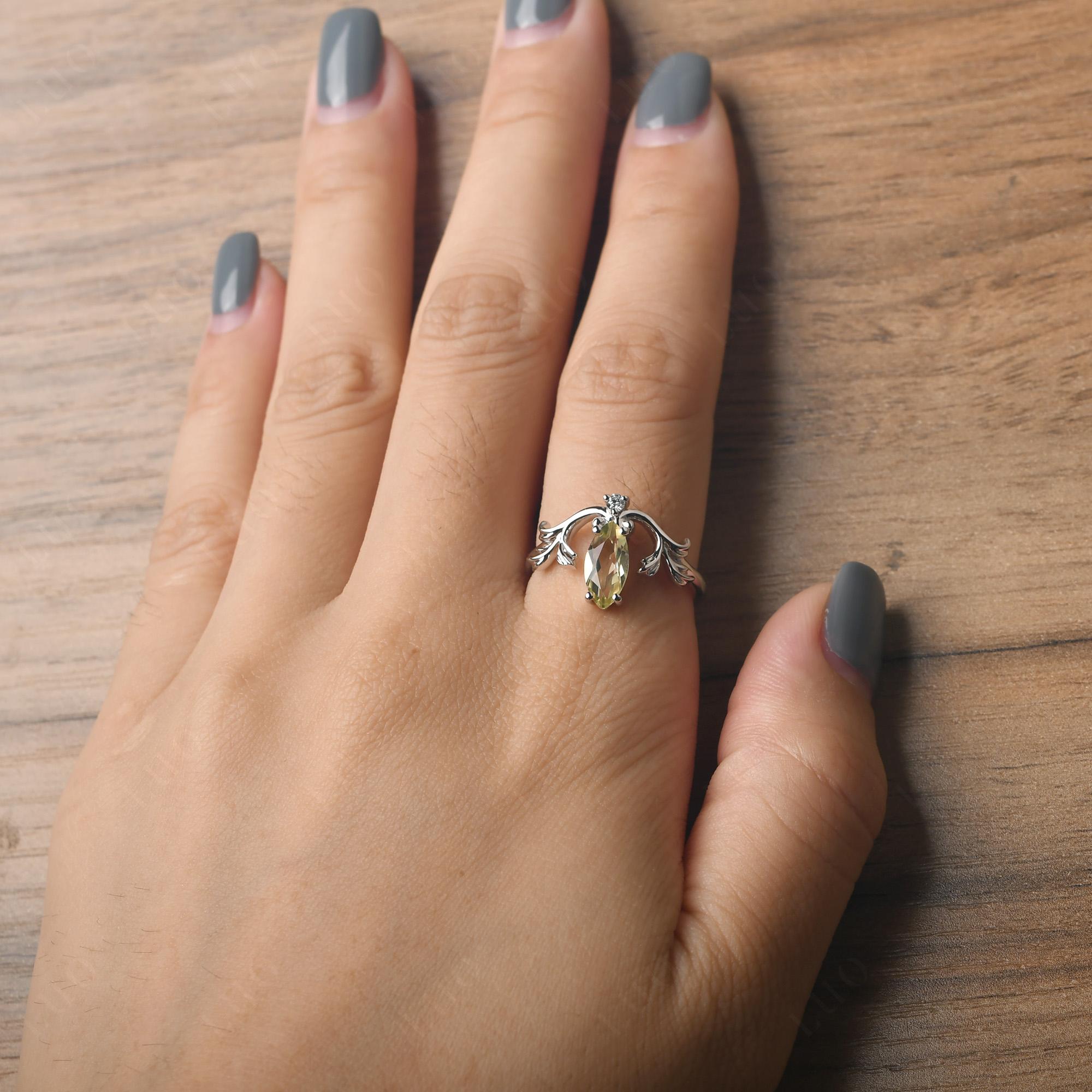 Baroque Marquise Cut Lemon Quartz Ring - LUO Jewelry
