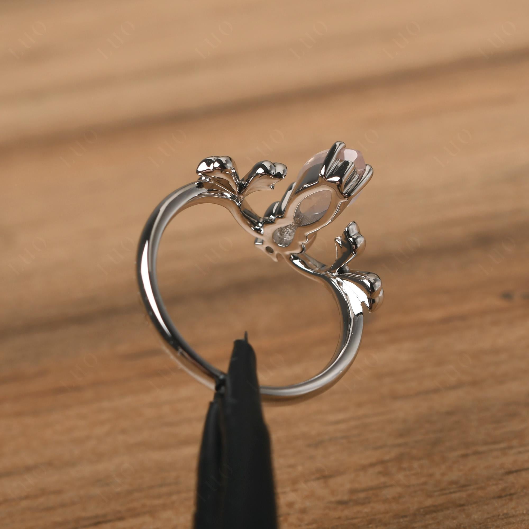 Baroque Marquise Cut Rose Quartz Ring - LUO Jewelry