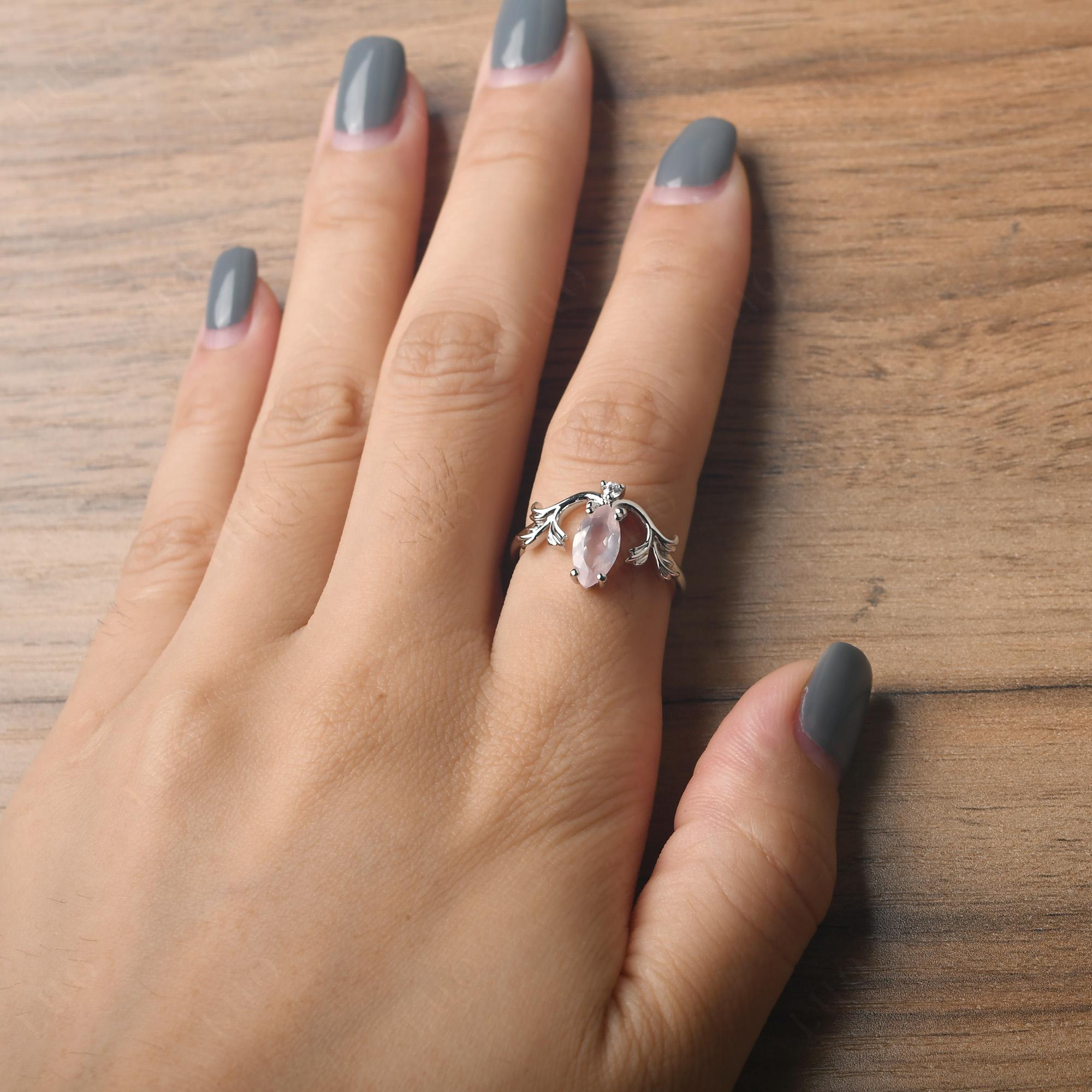 Baroque Marquise Cut Rose Quartz Ring - LUO Jewelry
