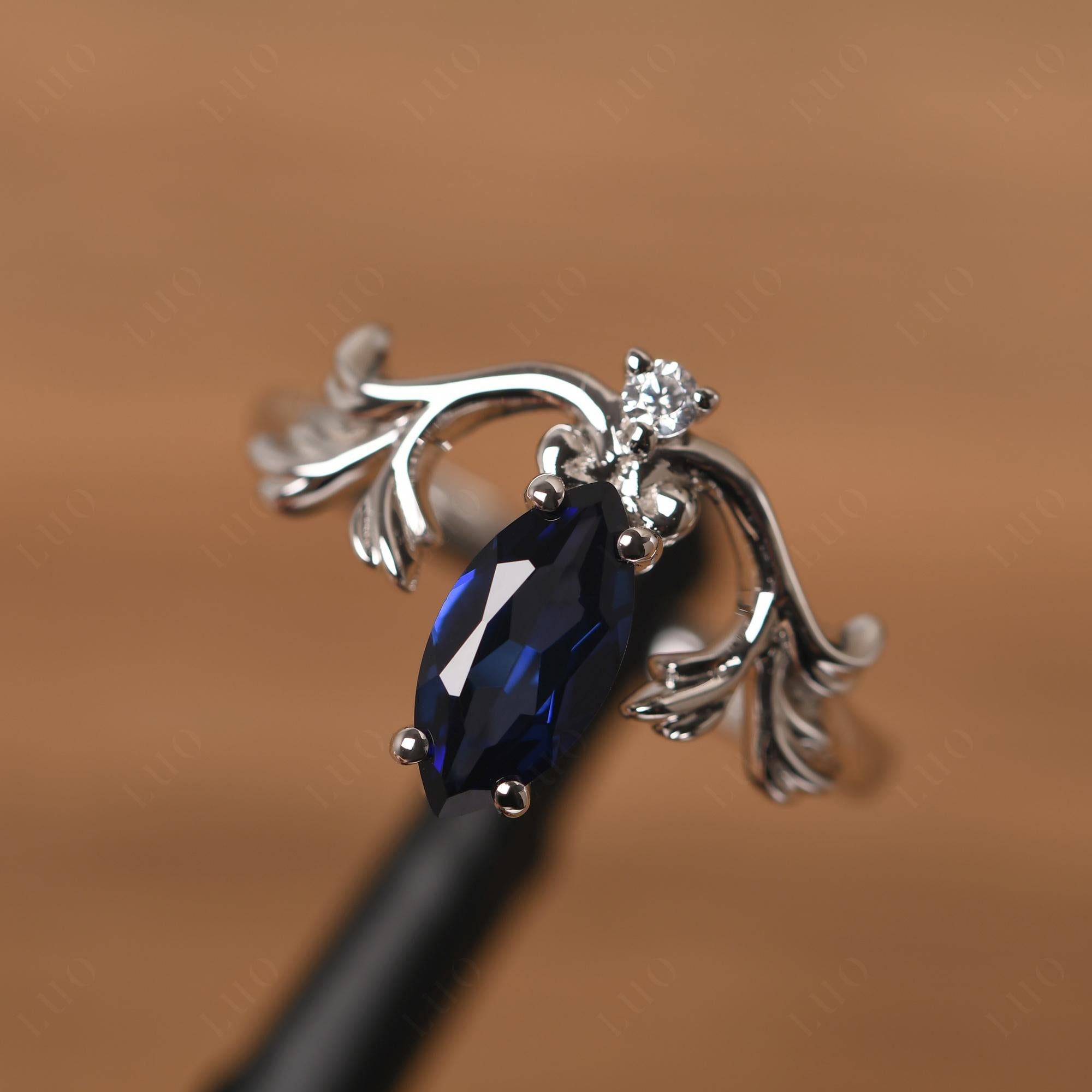 Baroque Marquise Cut Sapphire Ring - LUO Jewelry