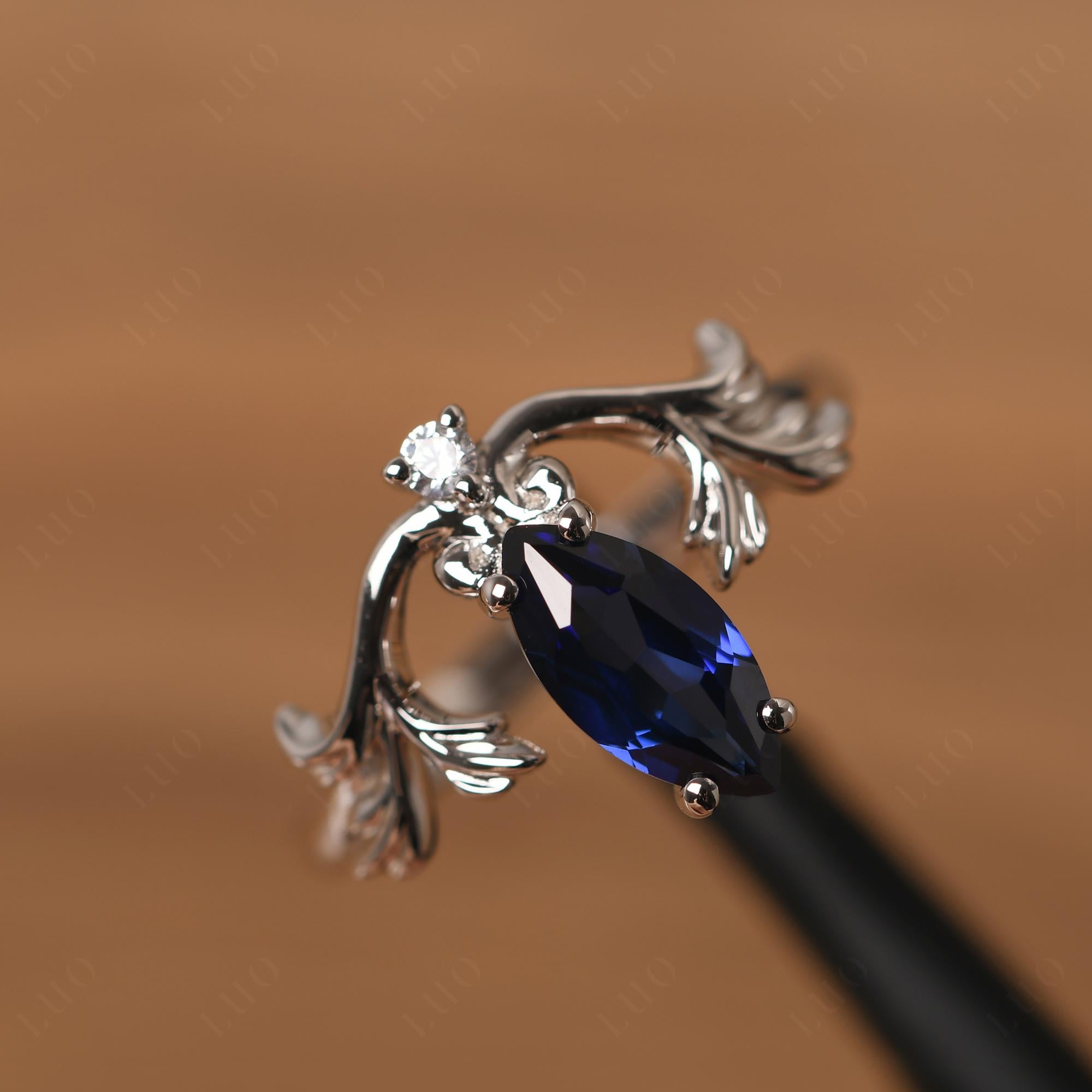 Baroque Marquise Cut Sapphire Ring - LUO Jewelry