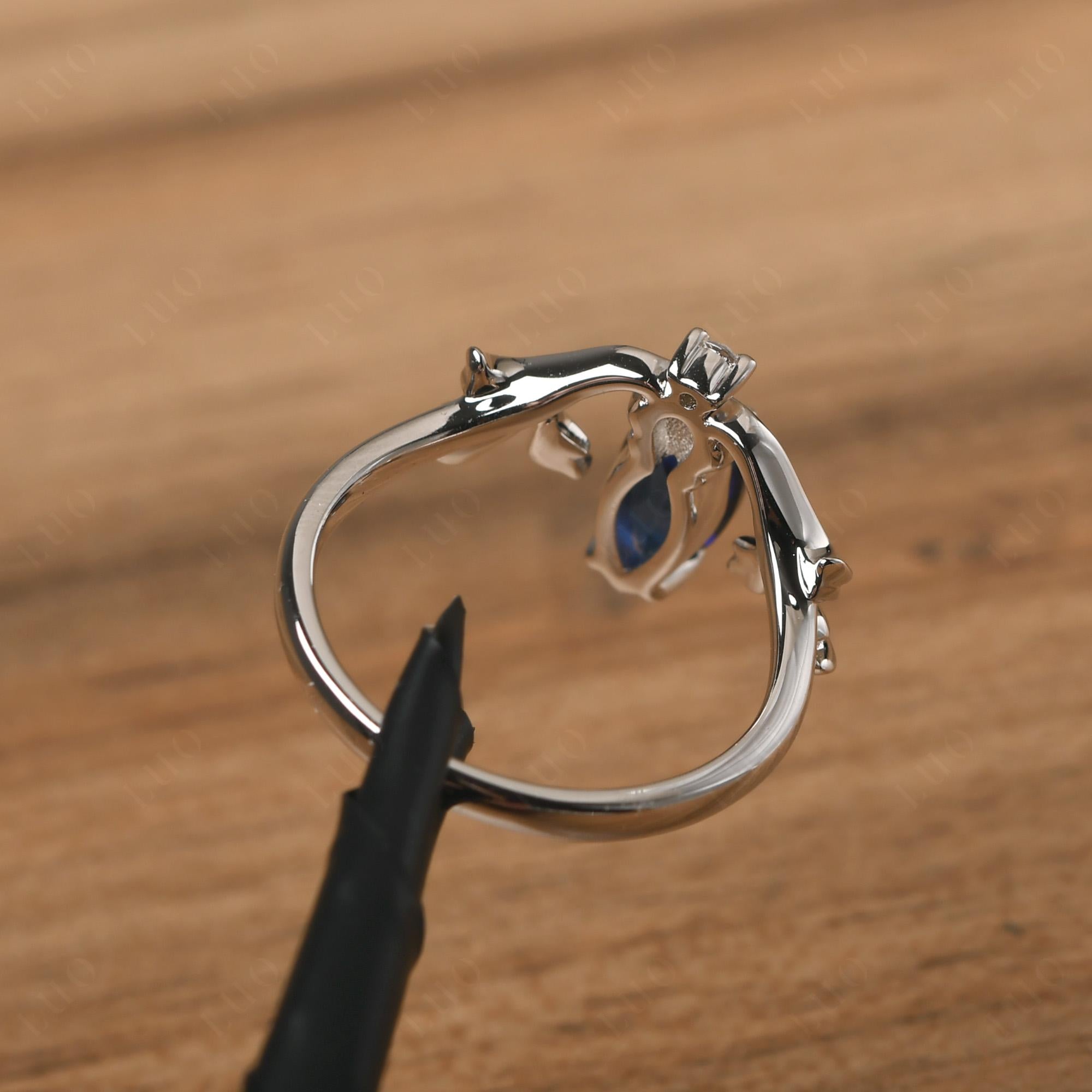 Baroque Marquise Cut Sapphire Ring - LUO Jewelry