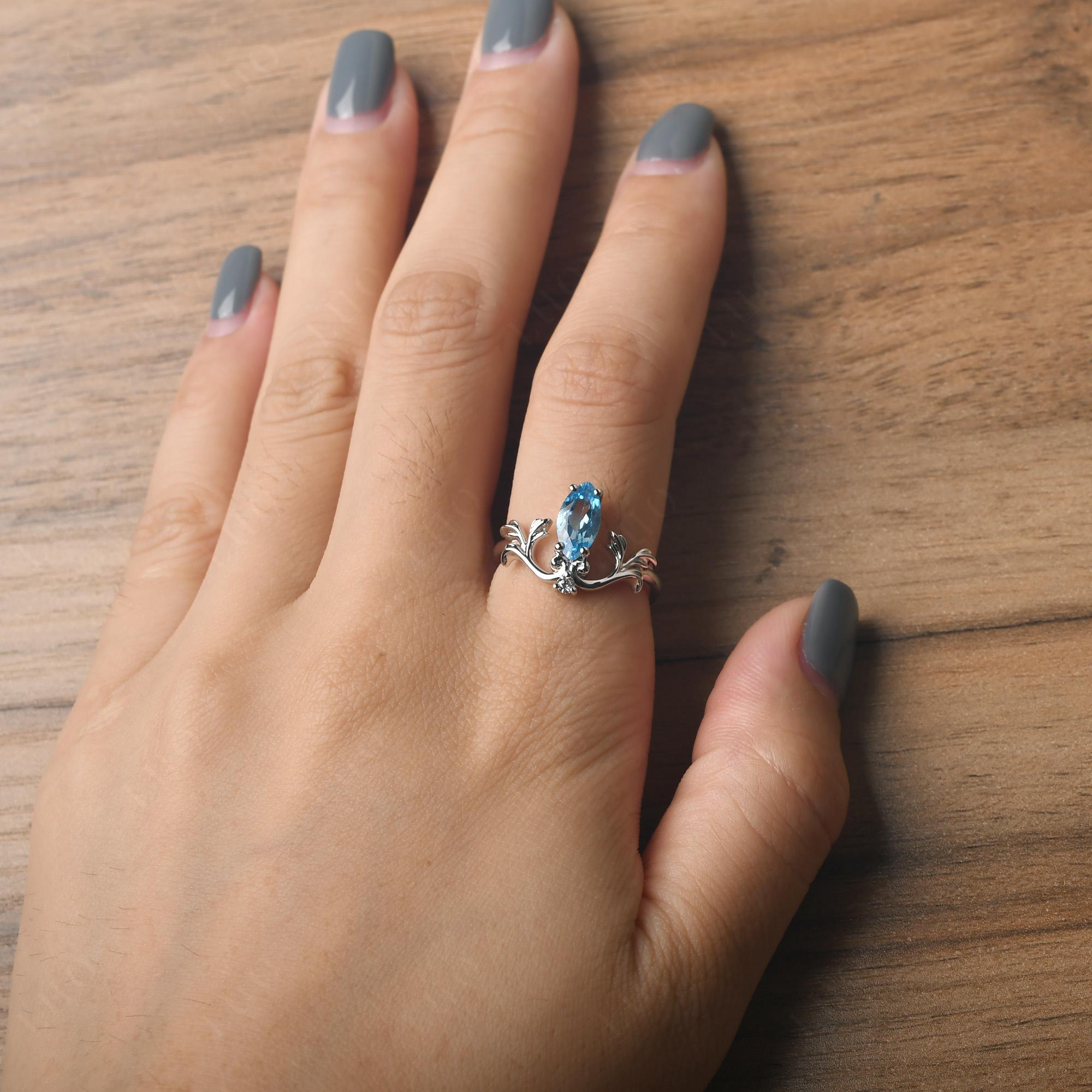 Baroque Marquise Cut Swiss Blue Topaz Ring - LUO Jewelry