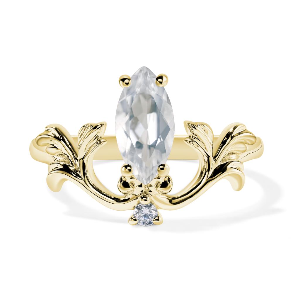 Baroque Marquise Cut White Topaz Ring - LUO Jewelry #metal_18k yellow gold