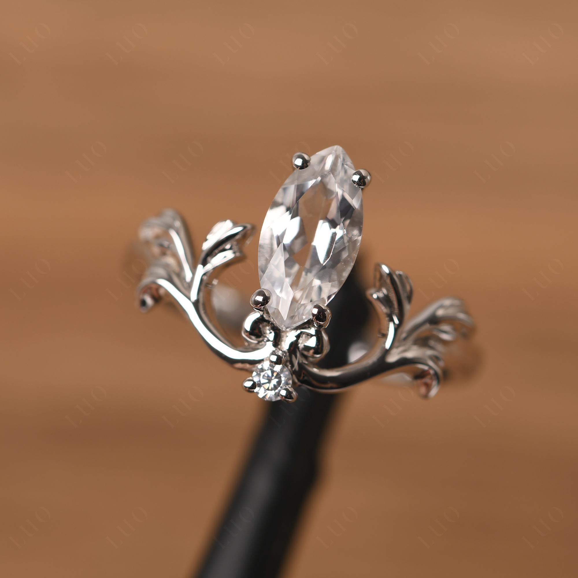 Baroque Marquise Cut White Topaz Ring - LUO Jewelry