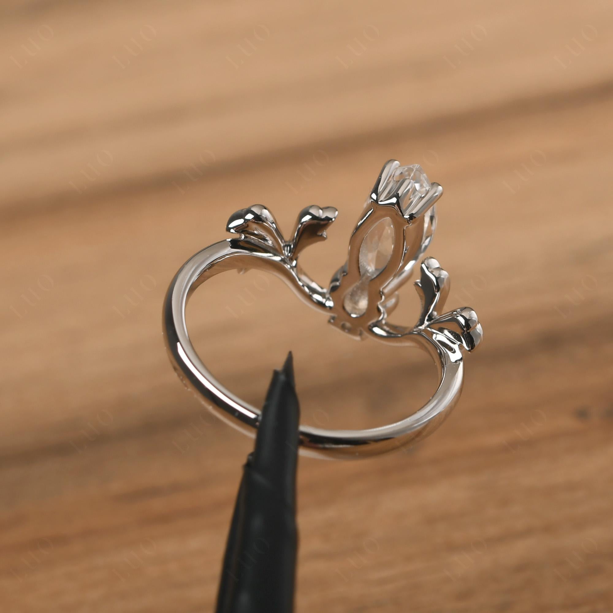 Baroque Marquise Cut White Topaz Ring - LUO Jewelry