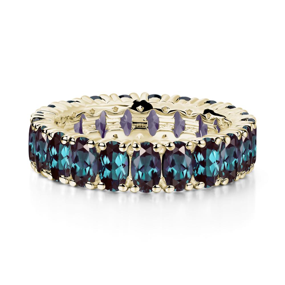 Alexandrite Wide Wedding Band Ring - LUO Jewelry #metal_14k yellow gold