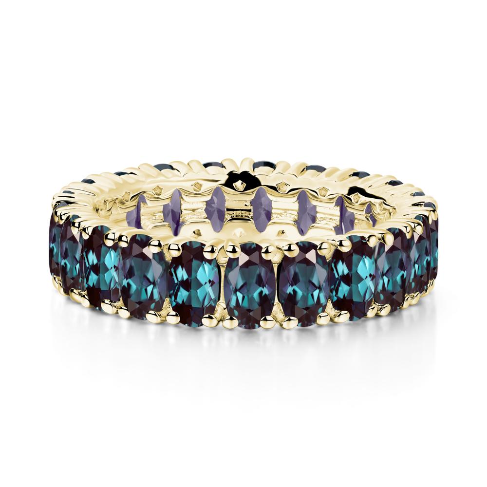 Alexandrite Wide Wedding Band Ring - LUO Jewelry #metal_18k yellow gold