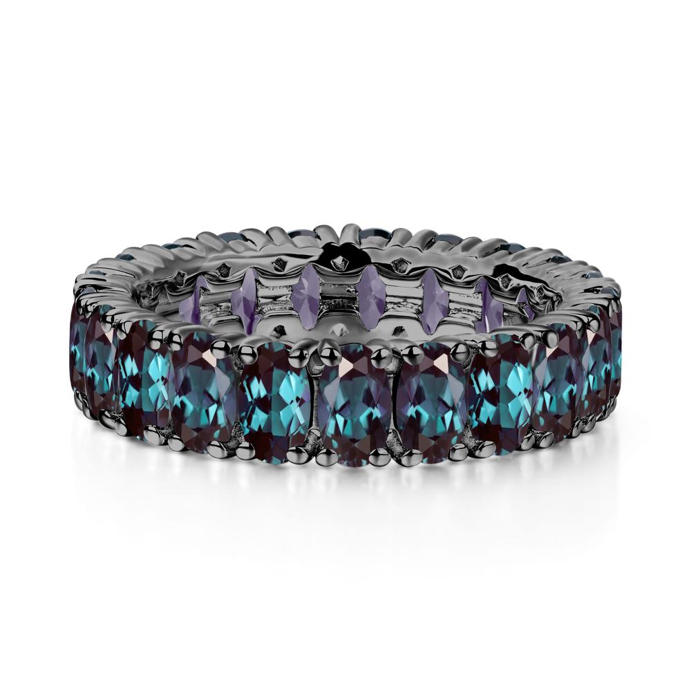 Alexandrite Wide Wedding Band Ring - LUO Jewelry #metal_black finish sterling silver