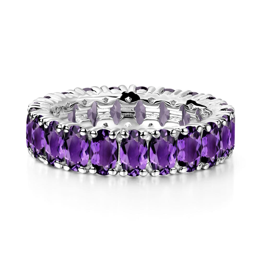 Amethyst Wide Wedding Band Ring - LUO Jewelry #metal_14k white gold